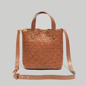 Madewell Small Transport Bag Woven Burnished Caramel Leather
